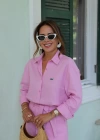 PEMBE Keten İşlemeli Gömlek