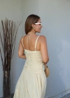 SARI Askılı Drape Detay Maxi Boy Elbise