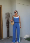 Şerit Detay Bluz Pantolon Takım