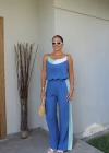Şerit Detay Bluz Pantolon Takım