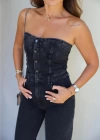 Siyah Askılı Jean Tulum