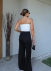 Siyah Bel Bağlama Detay Pantolon