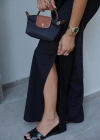 Siyah Bel Bağlama Detay Pantolon