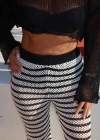 Siyah Çizgili Triko Pantolon