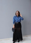 Siyah Dantel Maxi Boy Etek