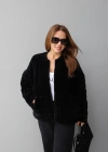 Siyah Kadife Kapitone Ceket