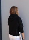 Siyah Kapüşonlu Sweat