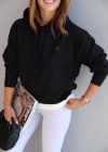 Siyah Kapüşonlu Sweat