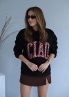Siyah Leopar Yazı Detay Şardonlu Sweat