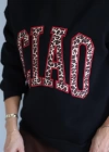 Siyah Leopar Yazı Detay Şardonlu Sweat