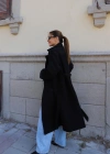 Siyah Oversize Kaşe Kaban