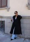 Siyah Oversize Kaşe Kaban