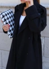 Siyah Oversize Kaşe Kaban