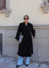 Siyah Oversize Kaşe Kaban