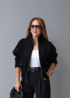 Siyah Triko Bomber Ceket
