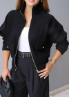 Siyah Triko Bomber Ceket