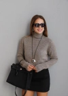 Mink V-Neck Knit Sweater