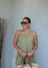 YEŞİL Askılı Bluz Pantolon Takım