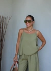 YEŞİL Askılı Bluz Pantolon Takım