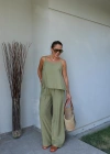 YEŞİL Askılı Bluz Pantolon Takım