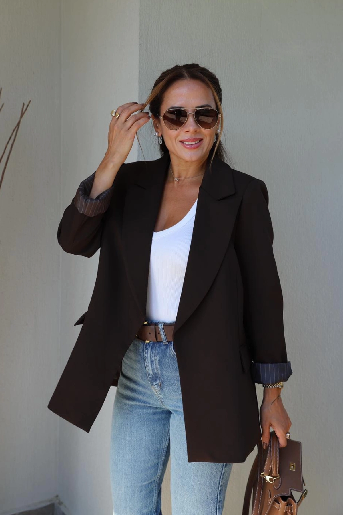 Kahverengi Astarlı Blazer Ceket