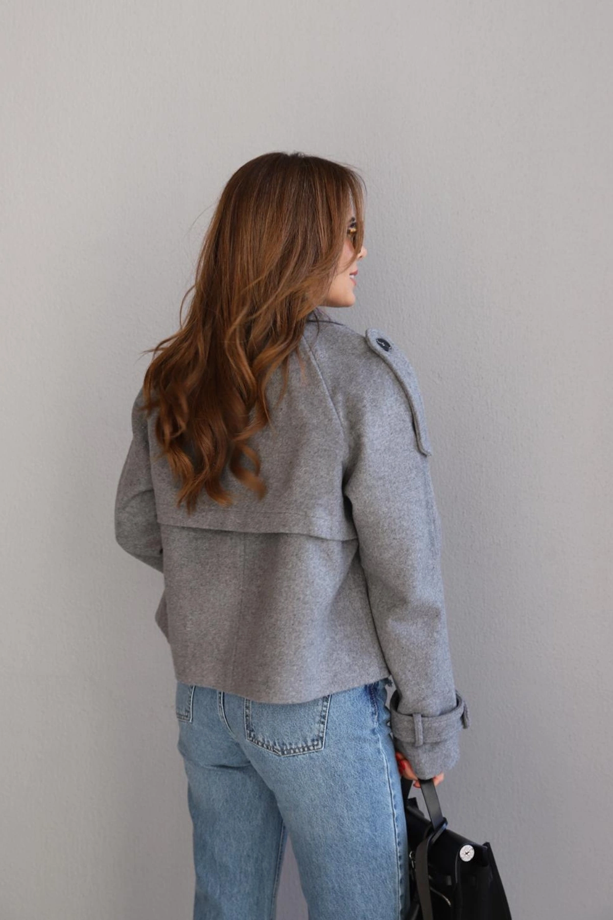 Gri Kısa Kaşe Ceket