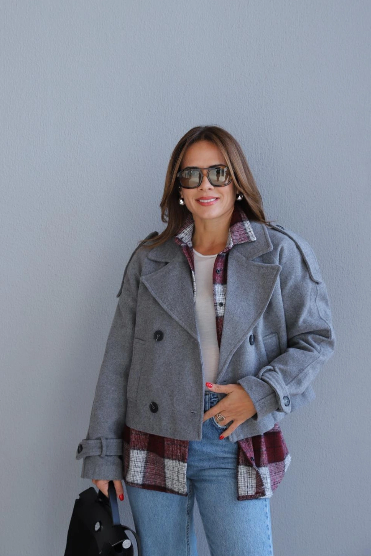 Gri Kısa Kaşe Ceket