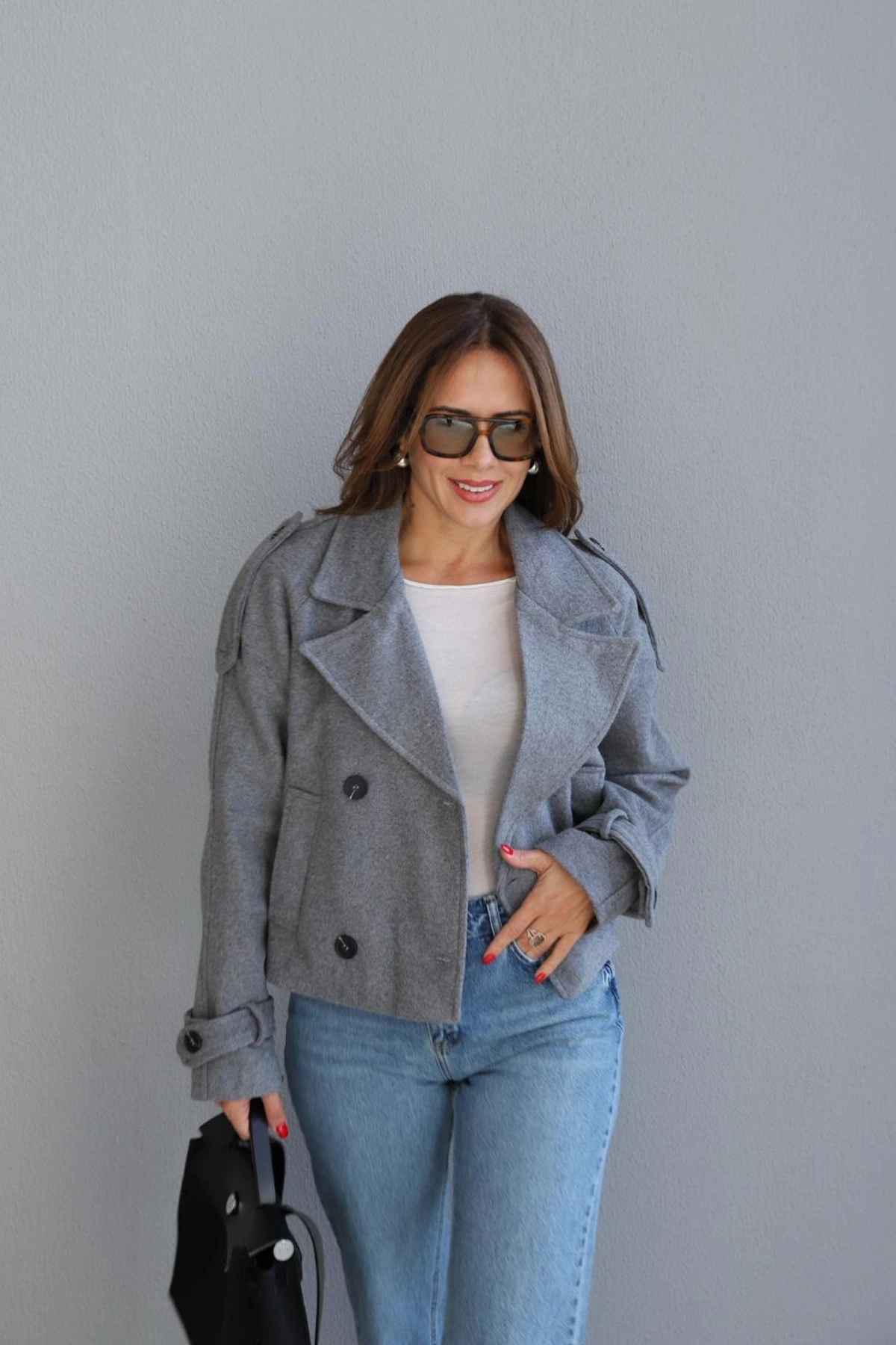 Gri Kısa Kaşe Ceket