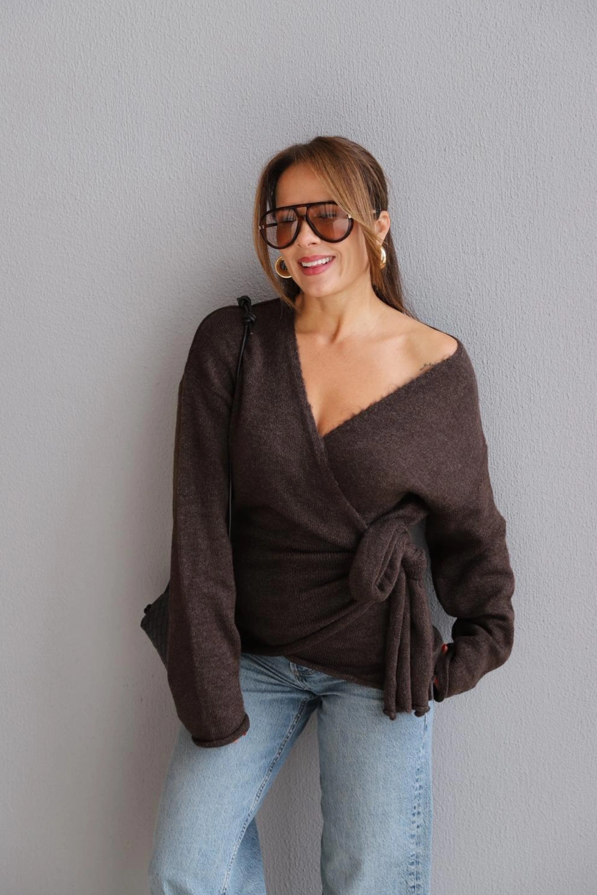 Kahverengi Bağlamalı Kazak