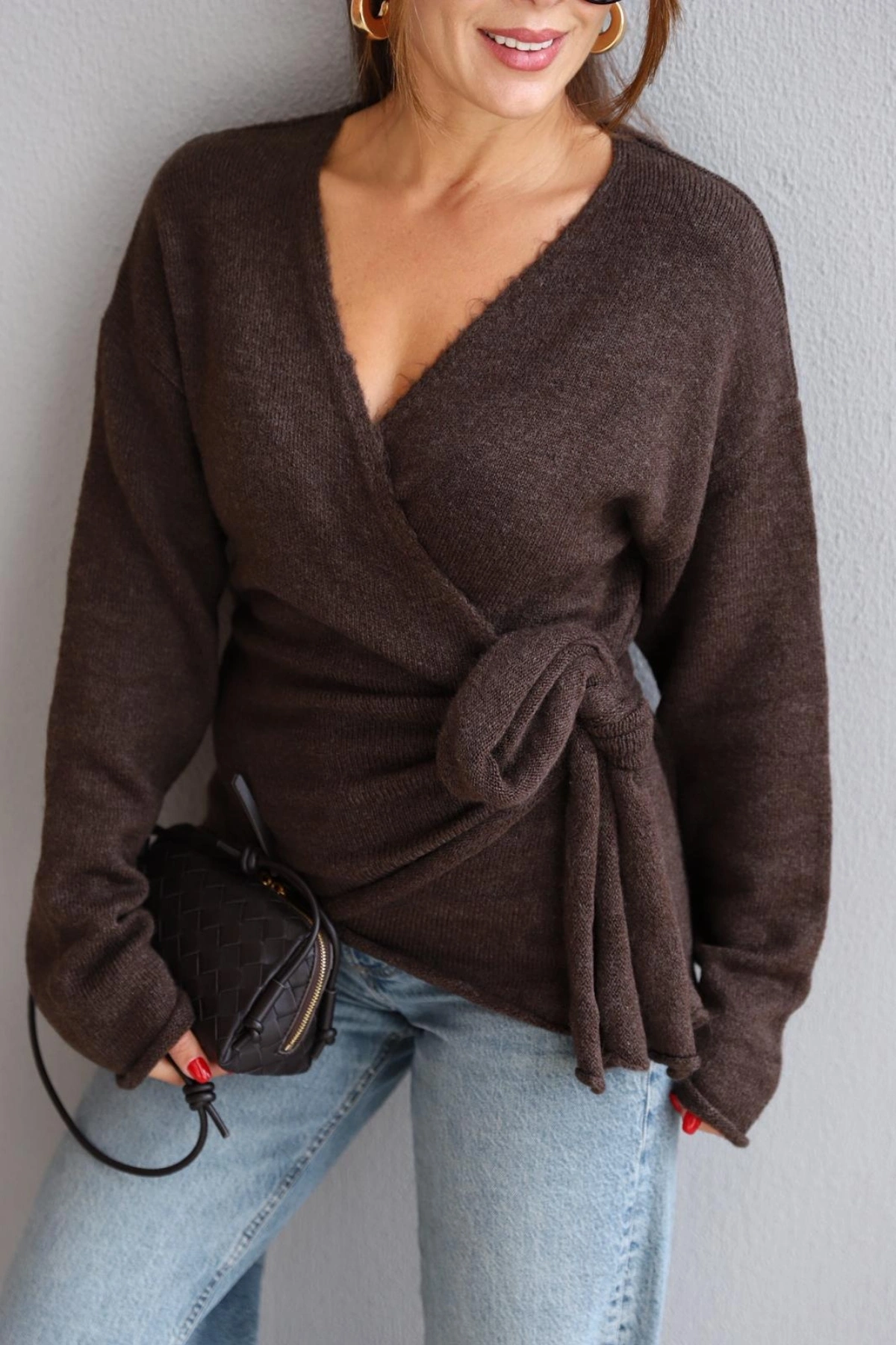 Kahverengi Bağlamalı Kazak