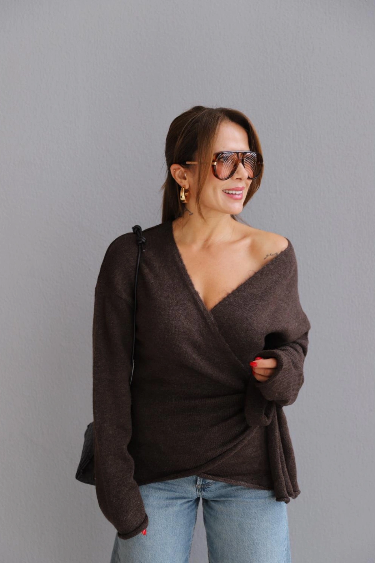 Kahverengi Bağlamalı Kazak