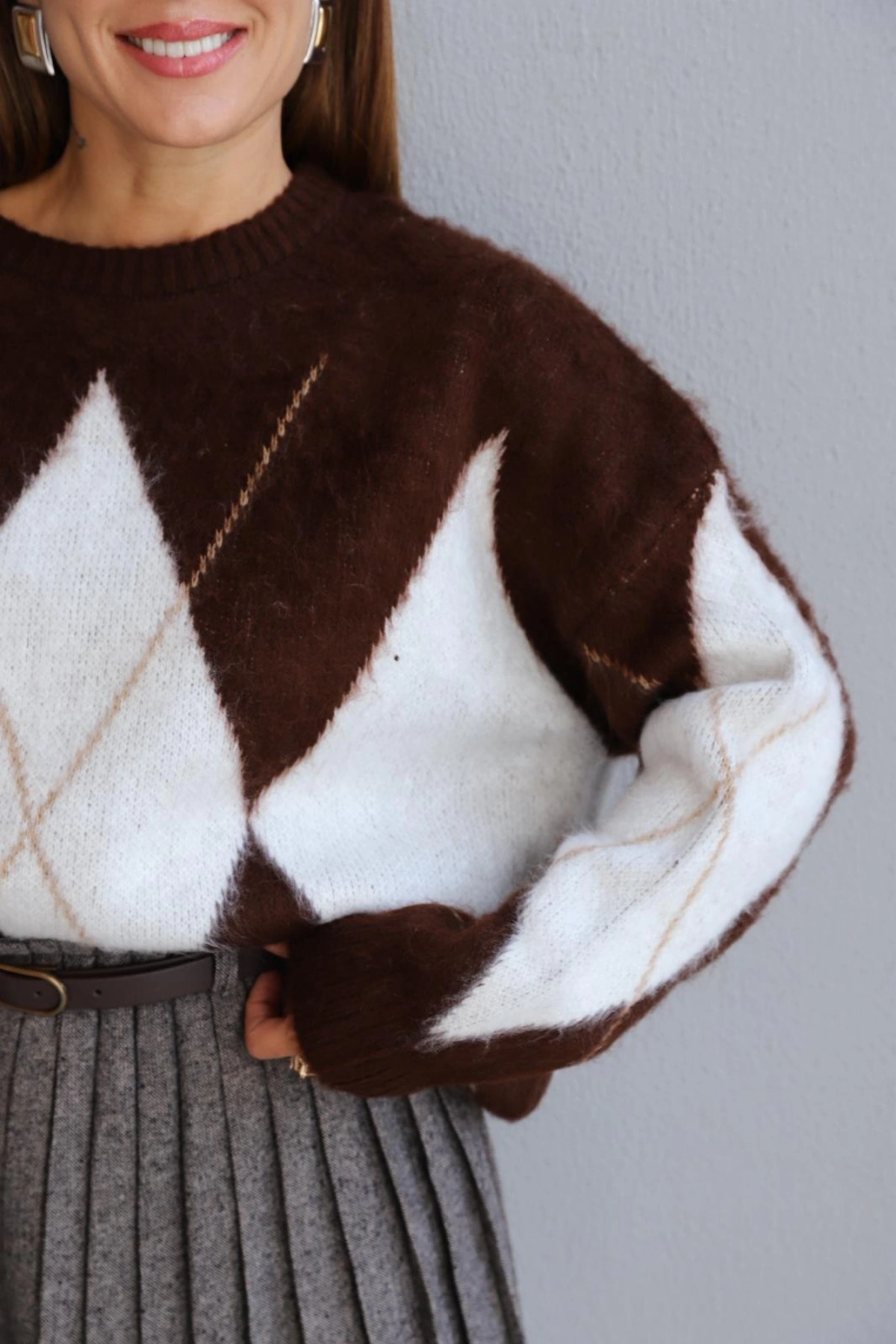 Brown Patterned Sweater