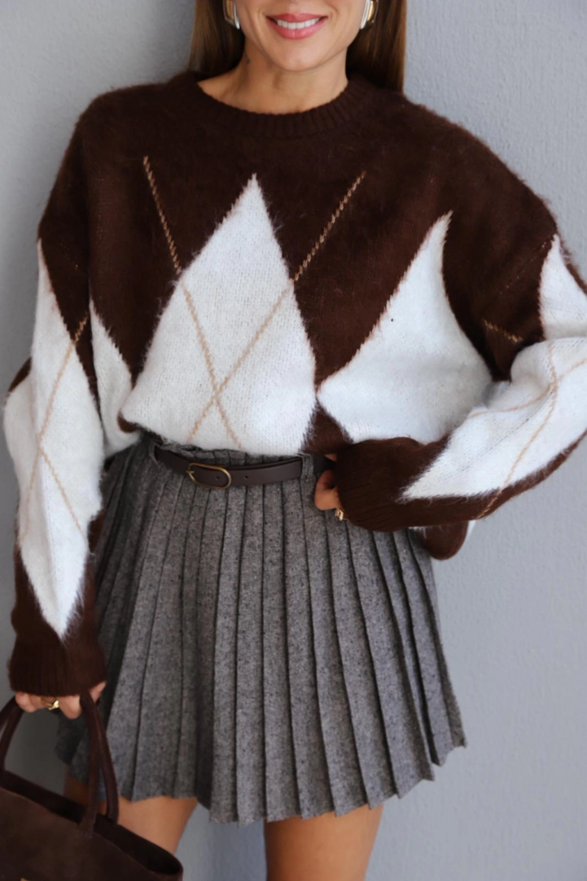 Brown Patterned Sweater