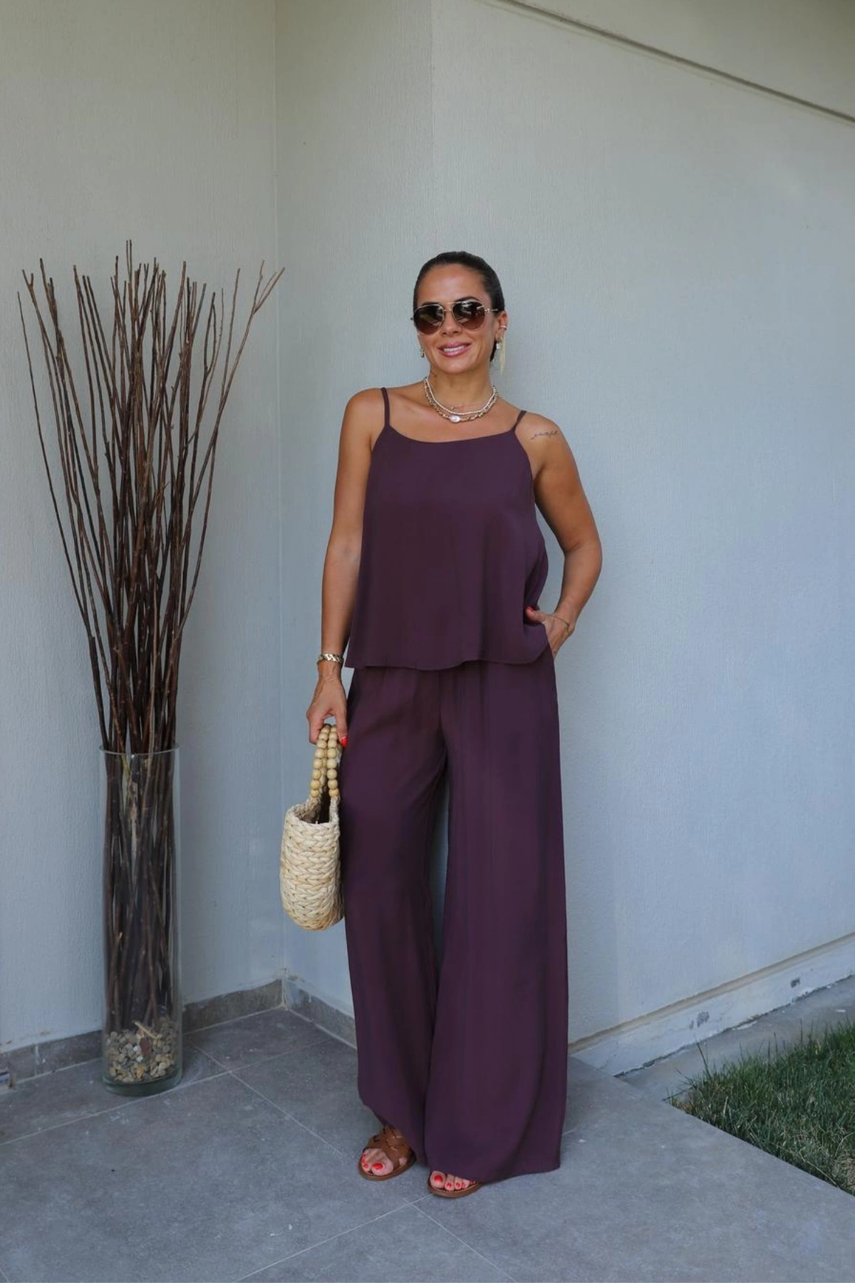 MÜRDÜM Askılı Bluz Pantolon Takım