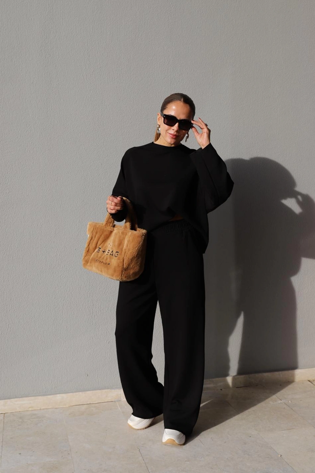 Siyah Ters Dikiş Bluz Pantolon Takım