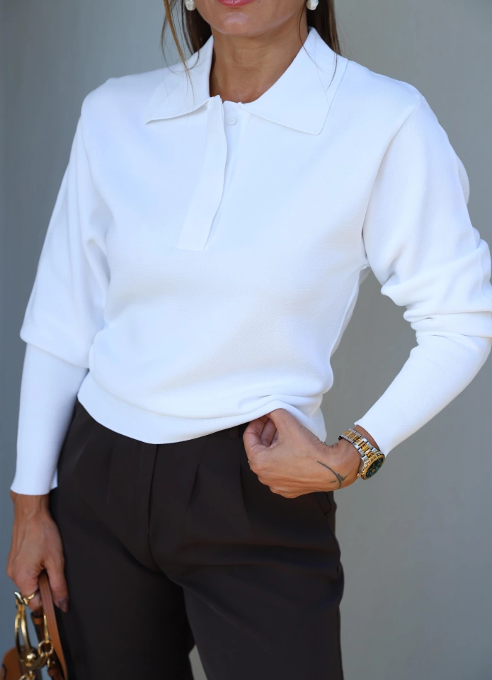 Ekru Polo Yaka Triko