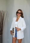 NATURAL Astarlı Keten Blazer Ceket