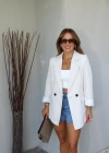 NATURAL Astarlı Keten Blazer Ceket