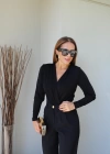 Vatkalı Kruvaze Yaka Bodysuit