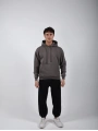 Basic Polarlı Kapşonlu Hoodie (Sweatshirt) Antrasit