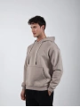 Basic Polarlı Kapşonlu Hoodie (Sweatshirt) Taş