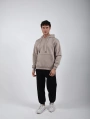 Basic Polarlı Kapşonlu Hoodie (Sweatshirt) Taş