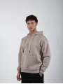Basic Polarlı Kapşonlu Hoodie (Sweatshirt) Taş