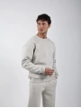 Basic Polarlı Sweatshirt Açık Gri
