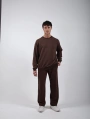 Comfort Basic Sweatshırt Baggy Eşofman Takım Kahve