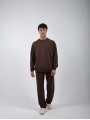 Comfort Basic Sweatshırt Baggy Eşofman Takım Kahve