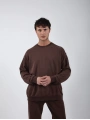 Comfort Basic Sweatshırt Baggy Eşofman Takım Kahve