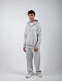Yarım Fermuar Sweatshirt Bol Paça Baggy Eşofman Takımı Açık Gri