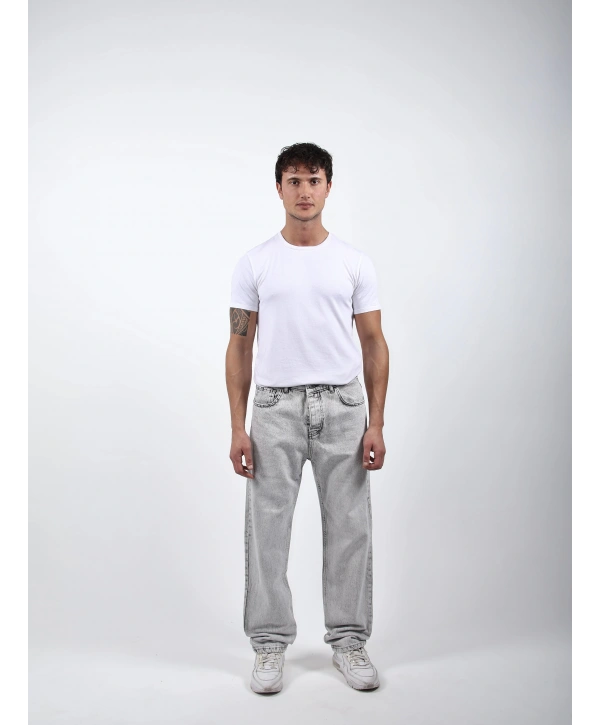 Baggy Kot Pantolon Açık Gri