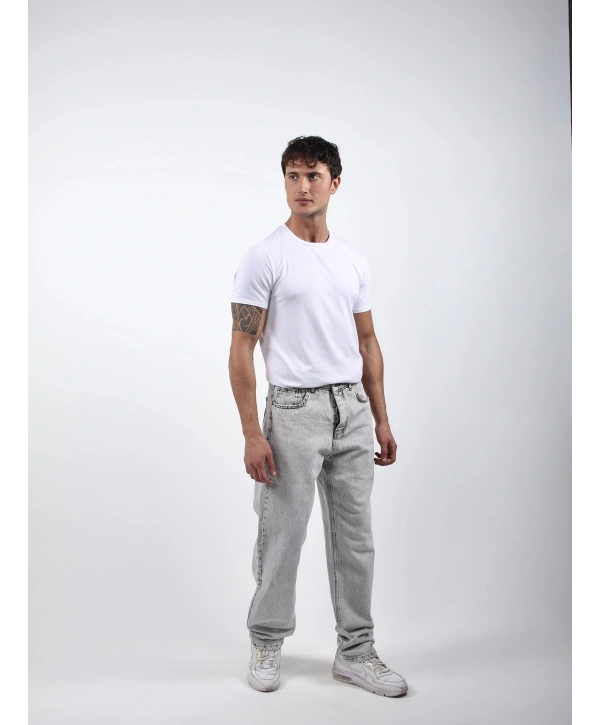 Baggy Kot Pantolon Açık Gri